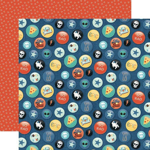 Scrapbooking  Teen Spirit Boy Double-Sided Cardstock 12"X12" - Rad Buttons Paper 12x12