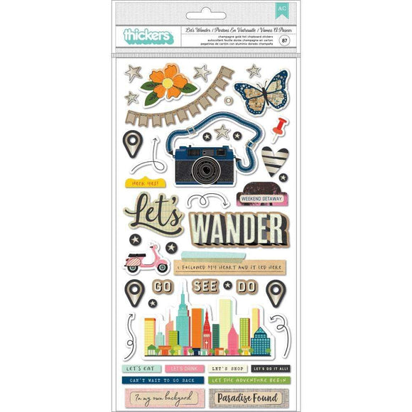Scrapbooking  Vicki Boutin Let's Wander Thickers Stickers 84/Pkg Let's Wander Phrase/Chipboard Paper 12x12
