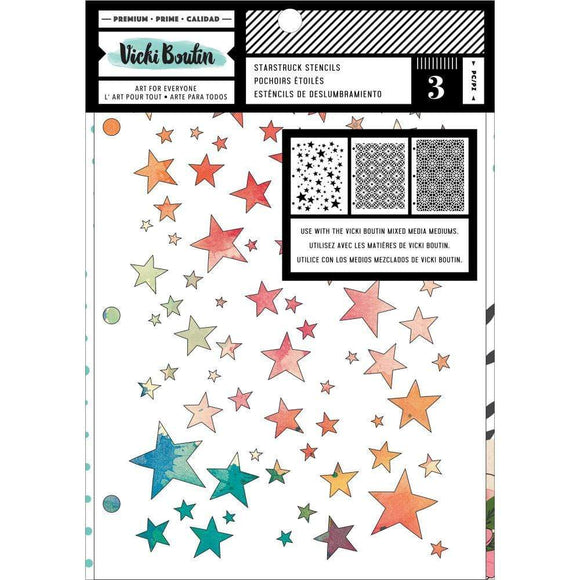 Scrapbooking  Vicki Boutin Mixed Media Stencils 3/Pkg Wander, Star Struck Paper 12x12