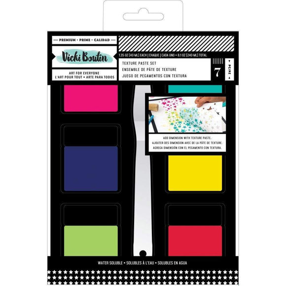 Scrapbooking  Vicki Boutin Mixed Media Texture Paste Set (6) Colors & (1) Palette Knife Paper 12x12