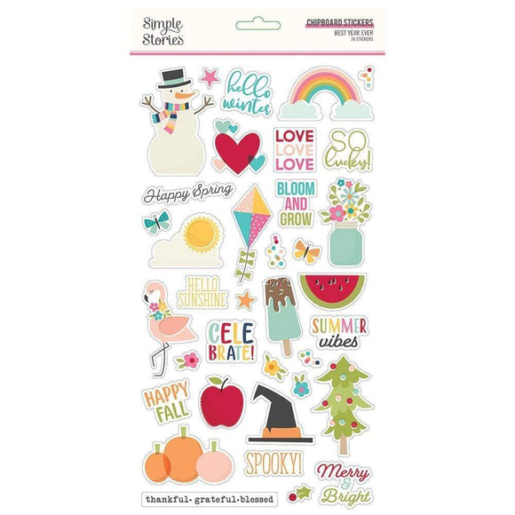 Scrapbooking  Best Year Ever Chipboard Stickers 6