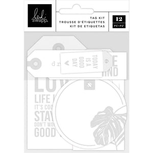 Scrapbooking  Heidi Swapp Art Walk Embossed Tag Kit 12/Pkg White Paper Pad