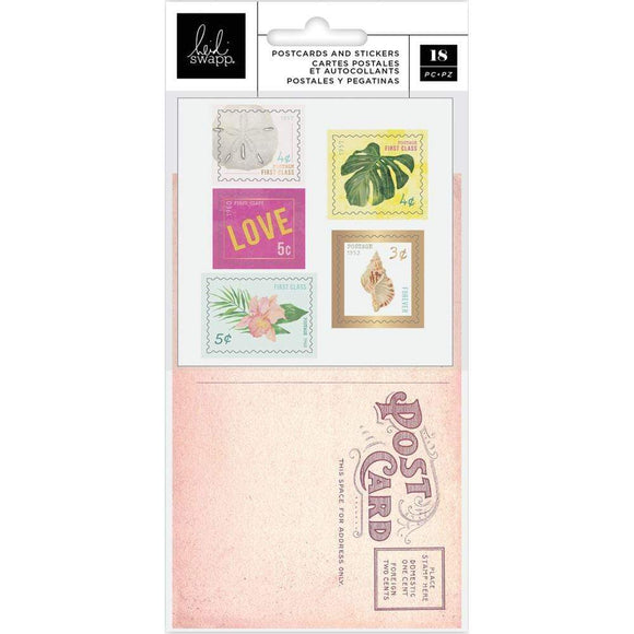 Scrapbooking  Heidi Swapp Art Walk Postcards & Stamps 18/Pkg Paper Pad