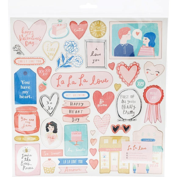 Scrapbooking  La La Love Chipboard Stickers 12x12 51/Pkg Paper Pad
