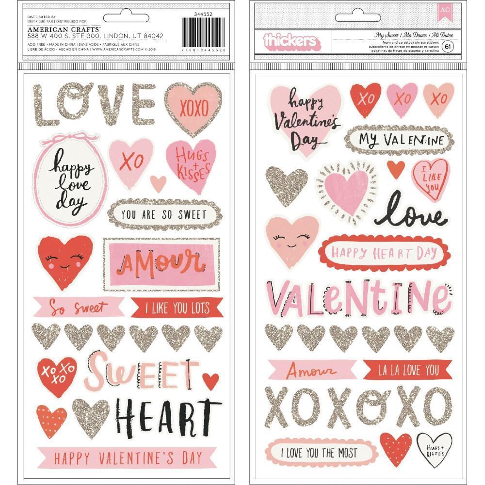 La La Love Thickers Stickers 61/Pkg My Sweet Phrase & Icons/Foam & Car