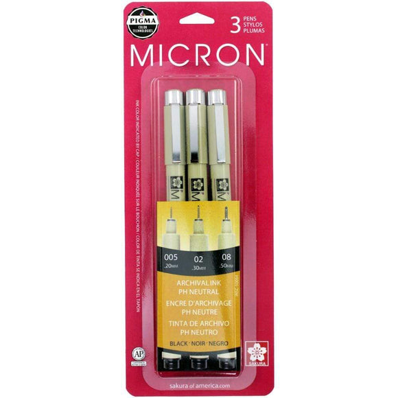 Scrapbooking  Pigma Micron Pens Assorted 3/Pkg Black Pens