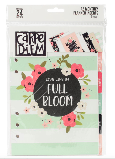 Scrapbooking  Carpe Diem Bloom Double-Sided A5 Planner Inserts Monthly, Undated planner