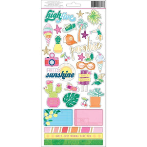 Scrapbooking  Dear Lizzy Here & Now Cardstock Stickers 69/Pkg Puffy Stickers