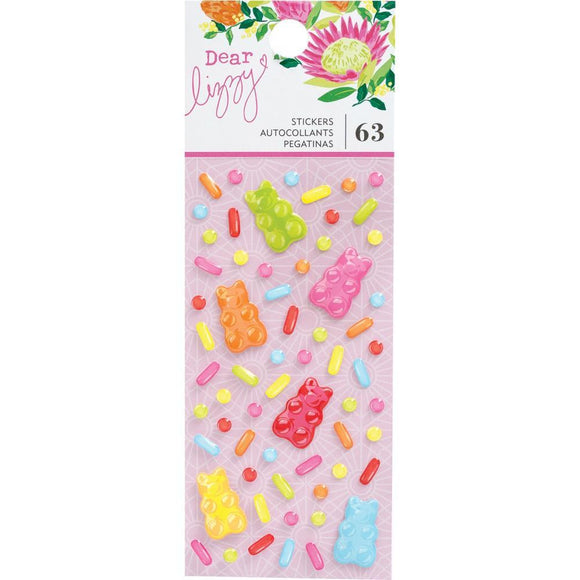 Scrapbooking  Dear Lizzy Here & Now Epoxy Stickers 63/Pkg Puffy Stickers
