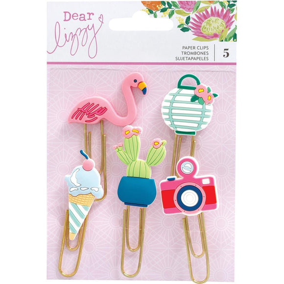 Scrapbooking  Dear Lizzy Here & Now Paper Clips 5/Pkg Puffy Stickers