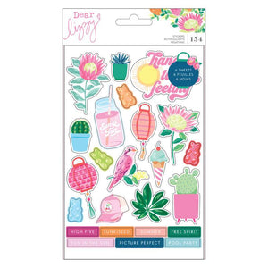 Scrapbooking  Dear Lizzy Here & Now Sticker Book Shapes W/Gold Foil Accents Puffy Stickers