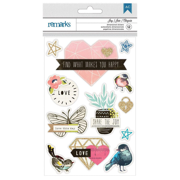 Scrapbooking  Share the Joy 3D Stickers (including puffy stickers) - 12 pack