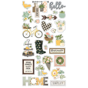 Scrapbooking  Spring Farmhouse Chipboard Stickers 6x12