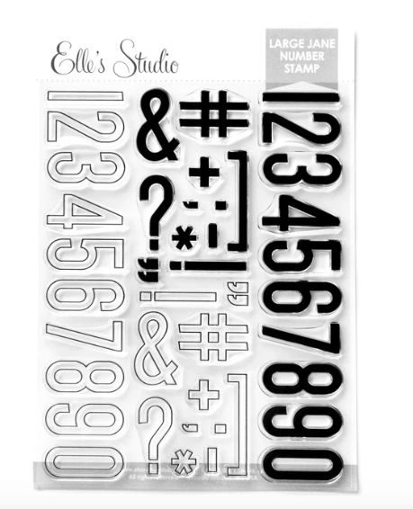 Scrapbooking  Elles Studio - Large Jane Number Stamp - Solid and Outline kit