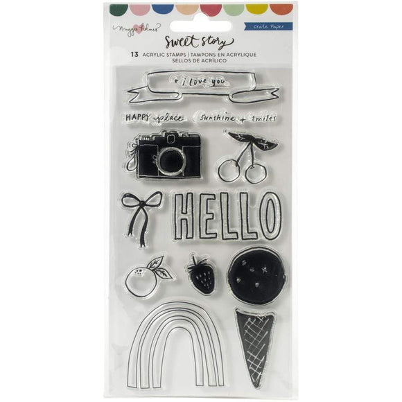 Scrapbooking  Maggie Holmes Sweet Story Acrylic Clear Stamps 13/Pkg Paper 12x12
