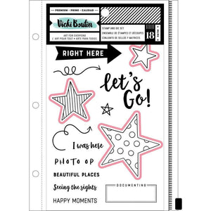 Scrapbooking  Vicki Boutin Mixed Media Stamps & Dies Let's Go W/Magnetic Sheet & Pouch Paper 12x12