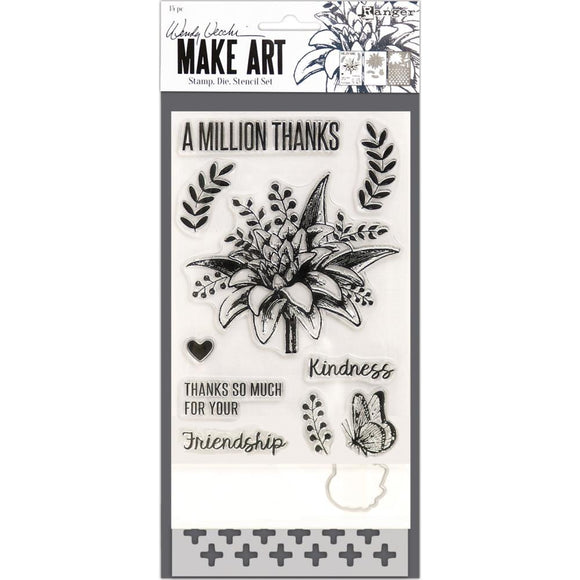 Scrapbooking  Wendy Vecchi Make Art Stamp, Die & Stencil Set - A Million Thanks Stamps