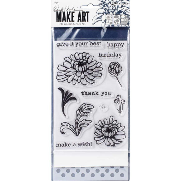 Scrapbooking  Wendy Vecchi Make Art Stamp, Die & Stencil Set Thank You Stamps