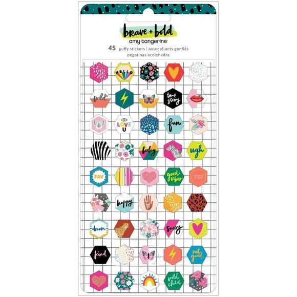 Scrapbooking  Amy Tan Brave & Bold Mini Puffy Stickers 45/Pkg stickers