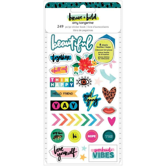 Scrapbooking  Amy Tan Brave & Bold Mini Sticker Book Icon & Phrase stickers