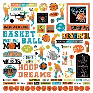 Scrapbooking  MVP Basketball Stickers 12"X12" Boy Elements stickers