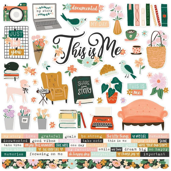 Scrapbooking  Simple Stories My Story Cardstock Stickers 12