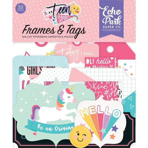 Scrapbooking  Teen Spirit Girl Cardstock Ephemera 33/Pkg Frames & Tags