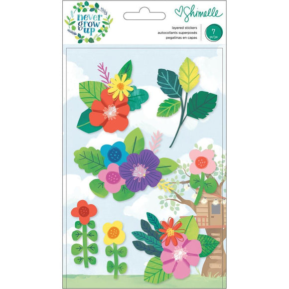 Scrapbooking  Shimelle Never Grow Up Layered Stickers 7/Pkg thickers