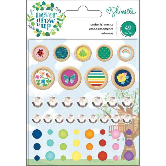 Scrapbooking  Shimelle Never Grow Up Mini Embellishments thickers