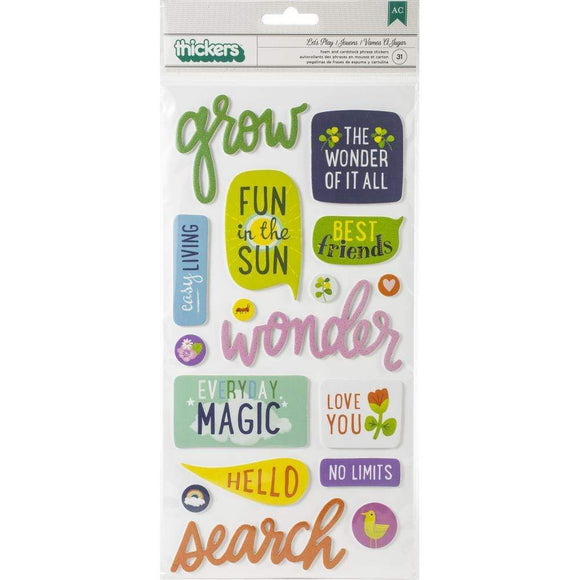 Scrapbooking  Shimelle Never Grow Up Thickers Stickers 31/Pkg Let's Go Phrase/Puffy thickers