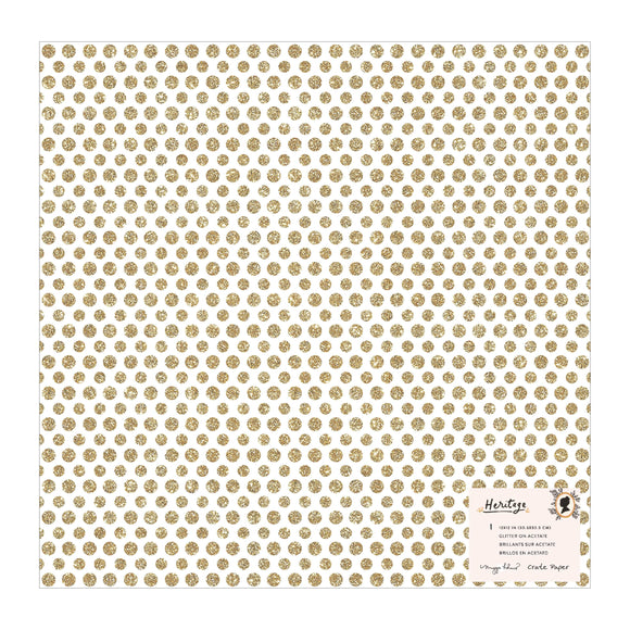 Scrapbooking  Maggie Holmes Specialty Paper -Gratitude Gold Glitter 12x12 Paper 12x12
