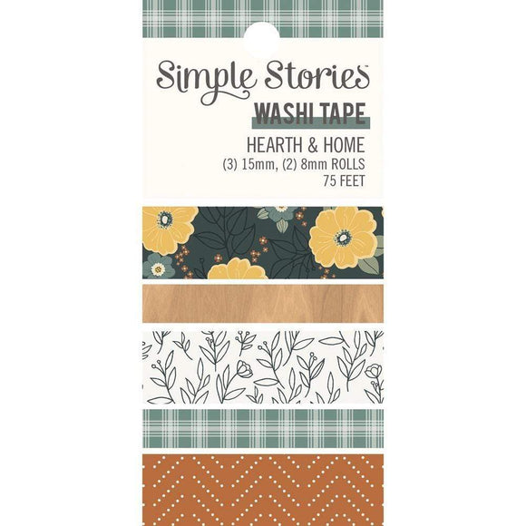 Scrapbooking  Simple Stories Hearth & Home Washi Tape 5/Pkg washi