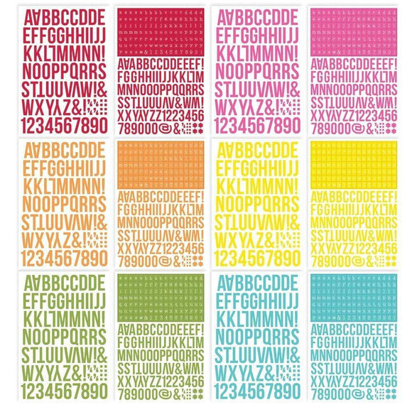 Scrapbooking  Simple Stories Color Vibe Alpha Sticker Book 12/Sheets Brights, 1758/Pkg Alphas