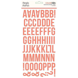 Scrapbooking  Simple Stories Color Vibe Foam Alpha Stickers 6"X12" 129/Pkg - Coral Alphas