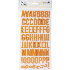 Scrapbooking  Simple Stories Color Vibe Foam Alpha Stickers 6"X12" 129/Pkg - Orange Alphas