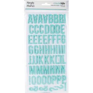 Scrapbooking  Simple Stories Color Vibe Foam Alpha Stickers 6"X12" 129/Pkg - Robins Egg Alphas