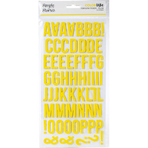 Scrapbooking  Simple Stories Color Vibe Foam Alpha Stickers 6"X12" 129/Pkg - Yellow Alphas