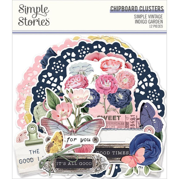 Scrapbooking  ***COMING SOON - Simple Vintage Indigo Garden Chipboard Clusters Chipboard