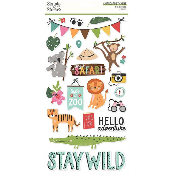 Scrapbooking  Simple Stories Into The Wild Chipboard Stickers 6