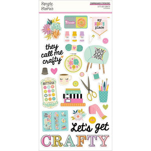 Scrapbooking  Simple Stories Let's Get Crafty Chipboard Stickers 6"X12" Chipboard