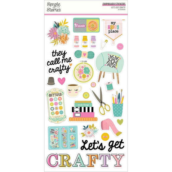 Scrapbooking  Simple Stories Let's Get Crafty Chipboard Stickers 6