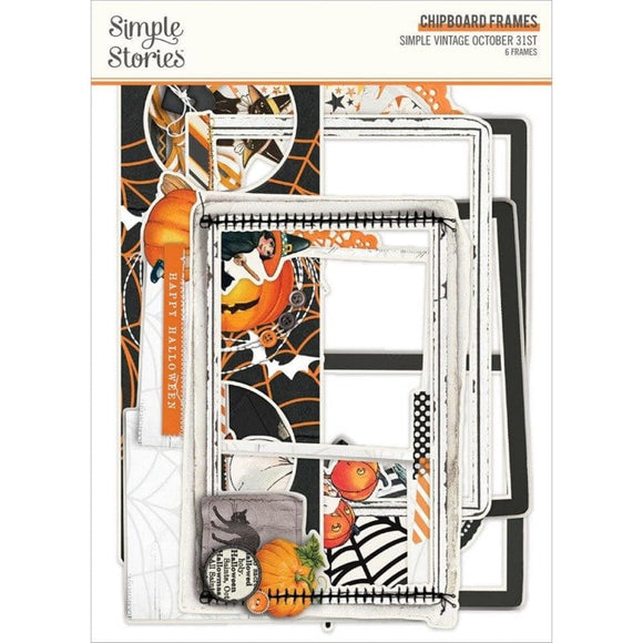 Scrapbooking  Simple Vintage October 31st Chipboard Frames 6pk Chipboard
