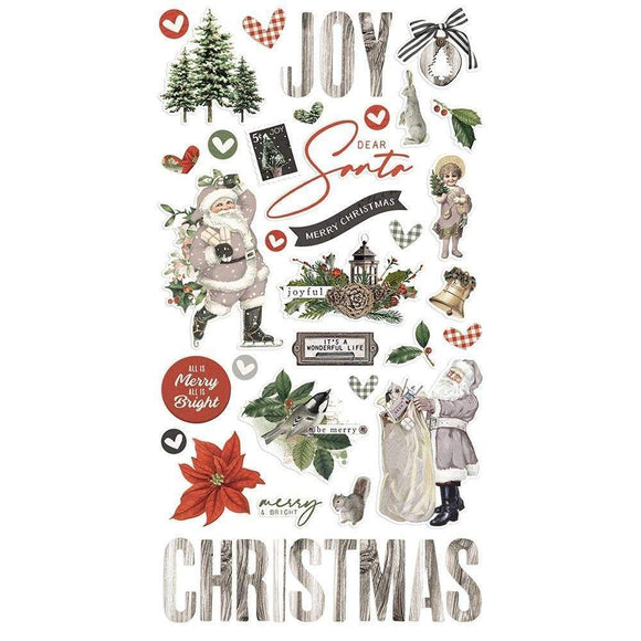 Scrapbooking  Simple Vintage Rustic Christmas Chipboard Stickers 6