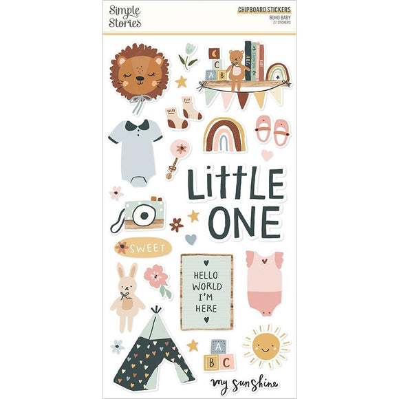 Scrapbooking  Simple Stories Boho Baby Chipboard Stickers 6