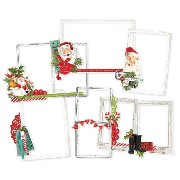 Scrapbooking  Simple Vintage North Pole Layered Frames Die-Cuts 6/Pkg Frames chipboards