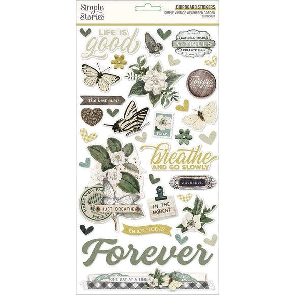 Scrapbooking  Simple Vintage Weathered Chipboard Stickers 6