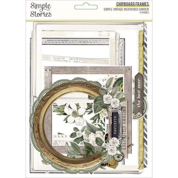 Scrapbooking  Simple Vintage Weathered Garden Chipboard Frames 6 pk chipboards