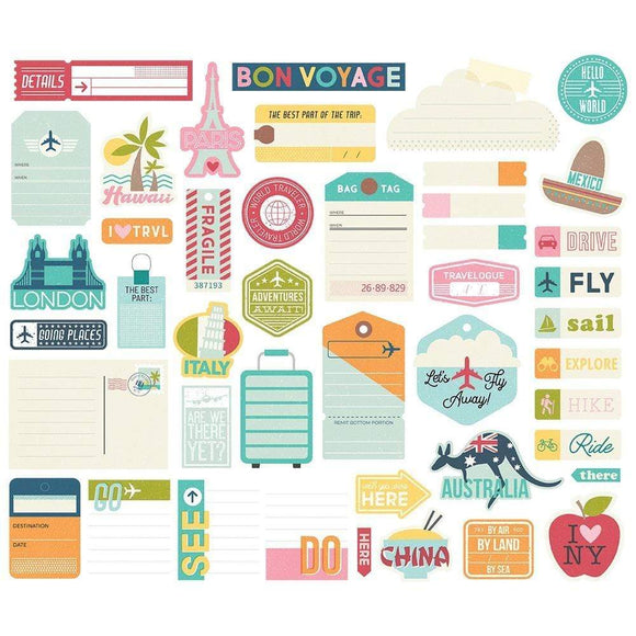 Scrapbooking  Going Places Bits & Pieces Die-Cuts 44/Pkg Journal Embellishments