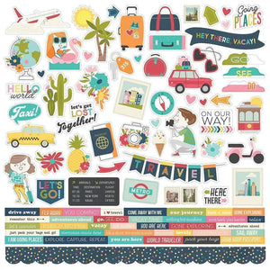 Scrapbooking  Going Places Cardstock Stickers 12"X12" Combo Embellishments