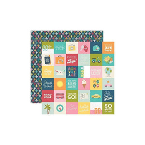 Scrapbooking  Going Places Double-Sided Cardstock 12"X12" - 2x2 Elements Embellishments